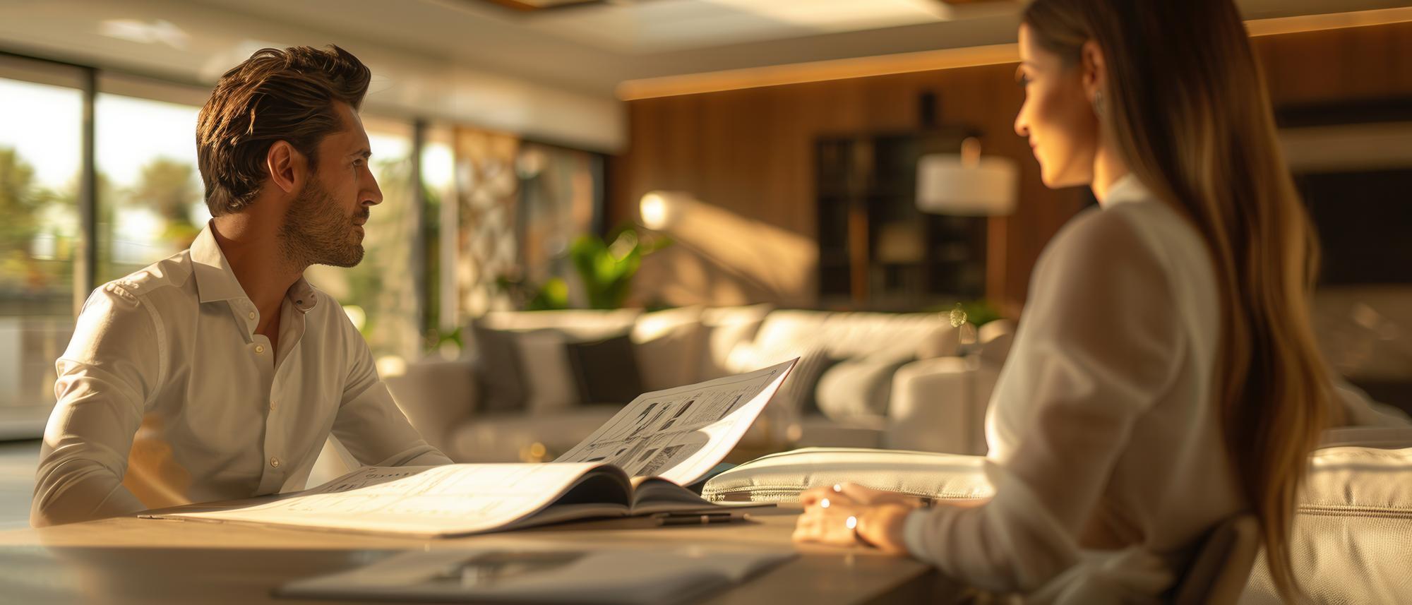 Agent imobiliar discutând cu client